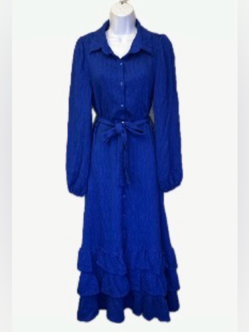 Sunday Up Blue Long Sleeve Maxi Dress Size L